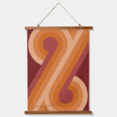 Oranje donkere maroon rode retro cirkels kunstpatr hangend wandkleed (Voorkant)