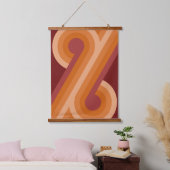Oranje donkere maroon rode retro cirkels kunstpatr hangend wandkleed (Slaapkamer)