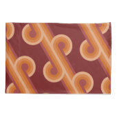 Oranje donkere maroon rode retro cirkels kunstpatr kussensloop (Achterkant-Links)