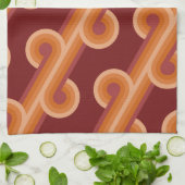 Oranje donkere maroon rode retro cirkels kunstpatr theedoek (Gevouwen)