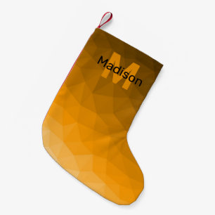 Oranje donkere ombre geometrisch mesh patroon Mono Kleine Kerstsok