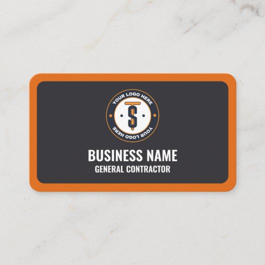 Oranje Donkergrijs Business Logo Algemene Aannemer Visitekaartje (Voorkant)