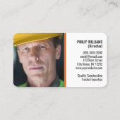 Oranje Donkergrijs Business Logo Algemene Aannemer Visitekaartje (Achterkant)