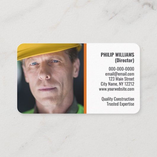 Oranje Donkergrijs Business Logo Algemene Aannemer Visitekaartje (Achterkant)