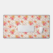 Oranje Doodle Garden Flower Pattern Bureaumat (Keyboard & Muis)
