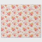 Oranje Doodle Garden Flower Pattern Cadeaupapier (Vlak)