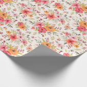 Oranje Doodle Garden Flower Pattern Cadeaupapier (Hoek)