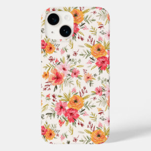 Oranje Doodle Garden Flower Pattern Case-Mate iPhone 14 Hoesje