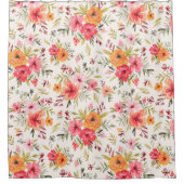 Oranje Doodle Garden Flower Pattern Douchegordijn (Voorkant)