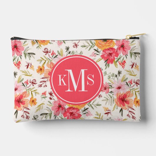 Oranje Doodle Garden Flower Pattern Etui (Achterkant)