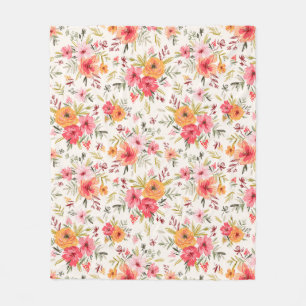 Oranje Doodle Garden Flower Pattern Fleece Deken