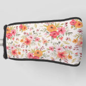 Oranje Doodle Garden Flower Pattern Golfheadcover (Voorkant)