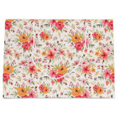 Oranje Doodle Garden Flower Pattern Groot Cadeauzakje (Voorkant)