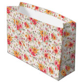 Oranje Doodle Garden Flower Pattern Groot Cadeauzakje (Achterkant Gekanteld)