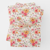 Oranje Doodle Garden Flower Pattern Inpakpapier Vel (In situ)