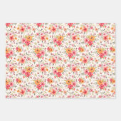 Oranje Doodle Garden Flower Pattern Inpakpapier Vel (Voorkant)