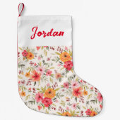 Oranje Doodle Garden Flower Pattern Kleine Kerstsok (Voorkant)