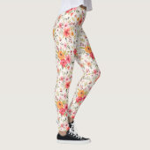 Oranje Doodle Garden Flower Pattern Leggings (Rechts)