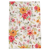 Oranje Doodle Garden Flower Pattern Medium Cadeauzakje (Achterkant)