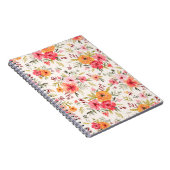 Oranje Doodle Garden Flower Pattern Notitieboek (Rechterzijde)