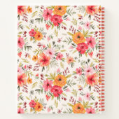 Oranje Doodle Garden Flower Pattern Notitieboek (Achterkant)
