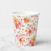 Oranje Doodle Garden Flower Pattern Papieren Bekers (Achterkant)