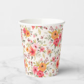Oranje Doodle Garden Flower Pattern Papieren Bekers (Links)