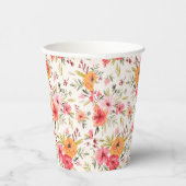 Oranje Doodle Garden Flower Pattern Papieren Bekers (Rechts)