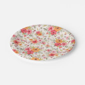 Oranje Doodle Garden Flower Pattern Papieren Bordje (Gekanteld)