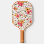 Oranje Doodle Garden Flower Pattern Pickleball Paddle (Voorkant)
