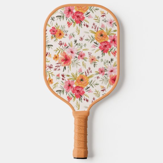 Oranje Doodle Garden Flower Pattern Pickleball Paddle (Achterkant)