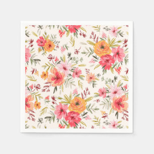 Oranje Doodle Garden Flower Pattern Servet