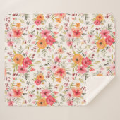 Oranje Doodle Garden Flower Pattern Sherpa Deken (Voorkant (horizontaal))