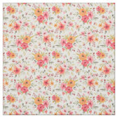 Oranje Doodle Garden Flower Pattern Stof (Swatch)