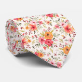 Oranje Doodle Garden Flower Pattern Stropdas (Opgerold)