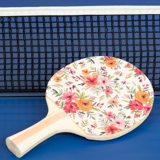 Oranje Doodle Garden Flower Pattern Tafeltennisbatje (Insitu)