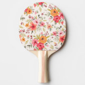 Oranje Doodle Garden Flower Pattern Tafeltennisbatje (Voorkant)
