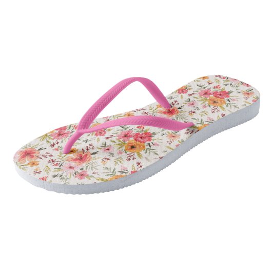 Oranje Doodle Garden Flower Pattern Teenslippers (Schuin)