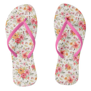 Oranje Doodle Garden Flower Pattern Teenslippers