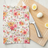 Oranje Doodle Garden Flower Pattern Theedoek (Quarter Fold)