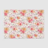 Oranje Doodle Garden Flower Pattern Tissuepapier (Voorkant)