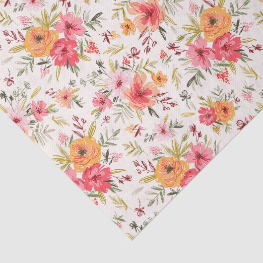 Oranje Doodle Garden Flower Pattern Tissuepapier (Detail)