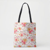 Oranje Doodle Garden Flower Pattern Tote Bag (Voorkant)