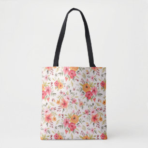 Oranje Doodle Garden Flower Pattern Tote Bag