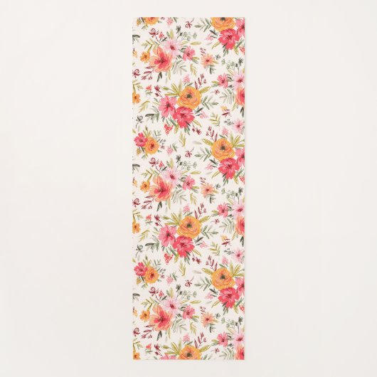 Oranje Doodle Garden Flower Pattern Yogamat (Voorkant)