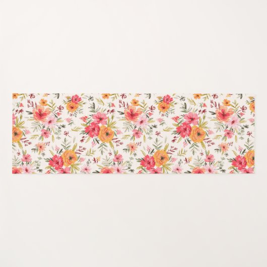 Oranje Doodle Garden Flower Pattern Yogamat (Voorkant (horizontaal))
