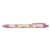 Oranje Doodle Garden Flower Pattern Zwarte Inkt Pen (Bovenkant)