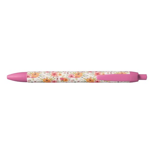 Oranje Doodle Garden Flower Pattern Zwarte Inkt Pen (Achterkant)