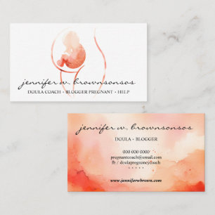 Oranje Doula Geboorte Aquarel Zwanger Nieuwe Geboo Visitekaartje