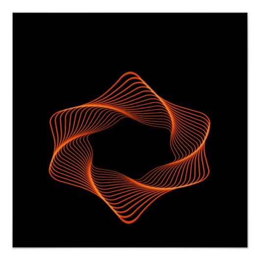 Oranje draadraam Torus-object Perfect Poster (Voorkant)